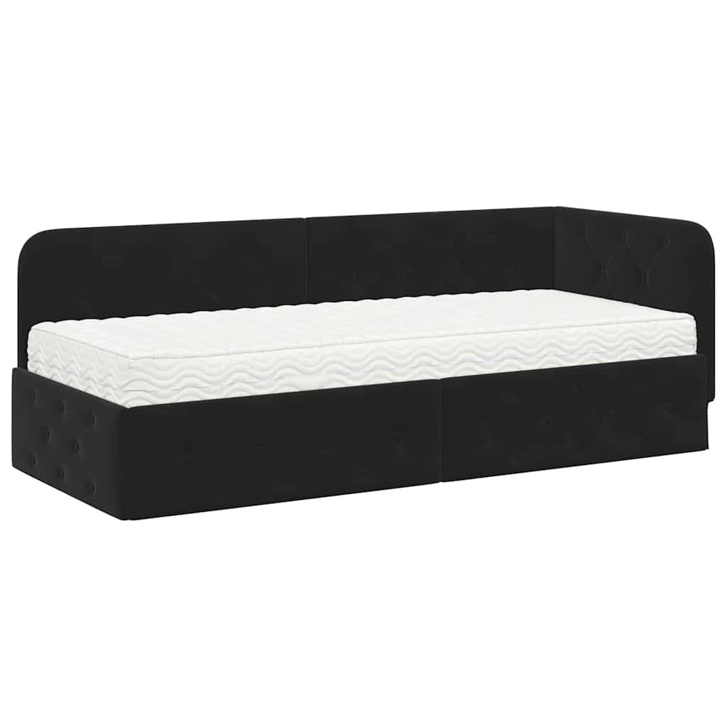 vidaXL Κρεβάτι Γωνίας Μαύρο 80 x 200 cm Βελούδο