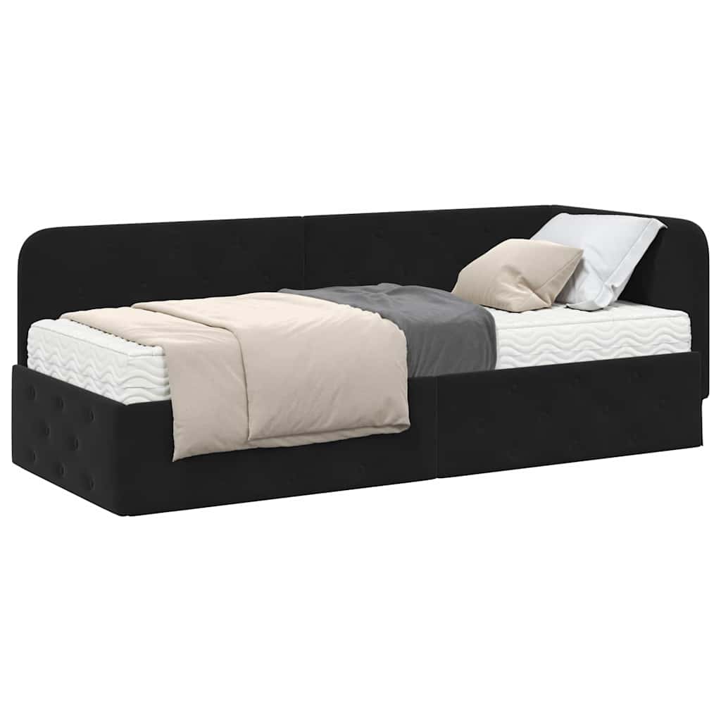vidaXL Κρεβάτι Γωνίας Μαύρο 80 x 200 cm Βελούδο