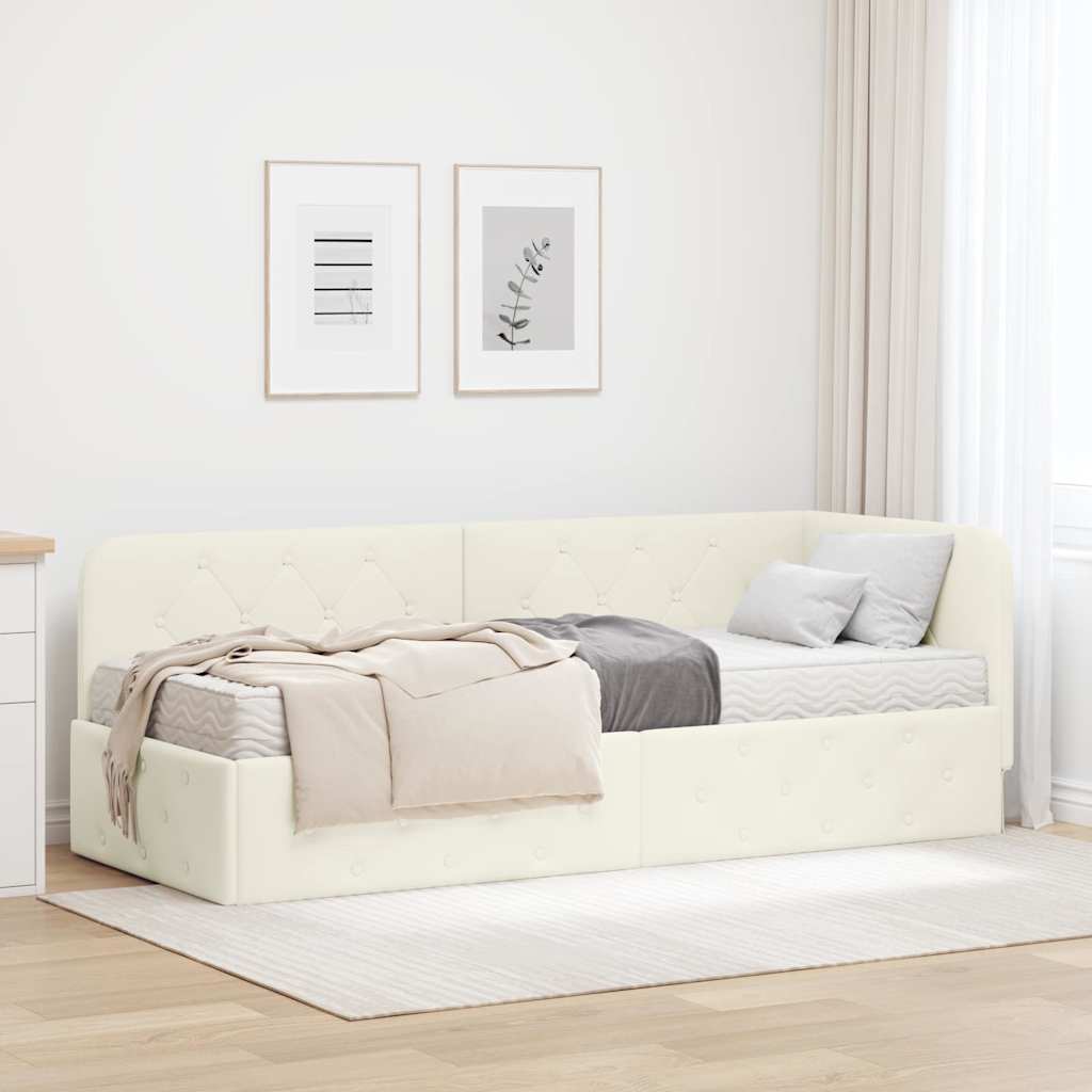 vidaXL Κρεβάτι Γωνίας Κρεμ 80 x 200 cm Βελούδο