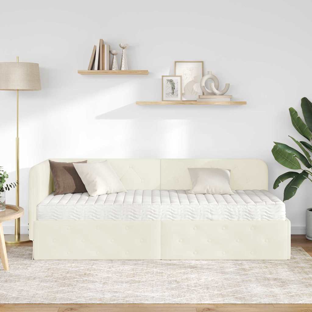 vidaXL Κρεβάτι Γωνίας Κρεμ 80 x 200 cm Βελούδο
