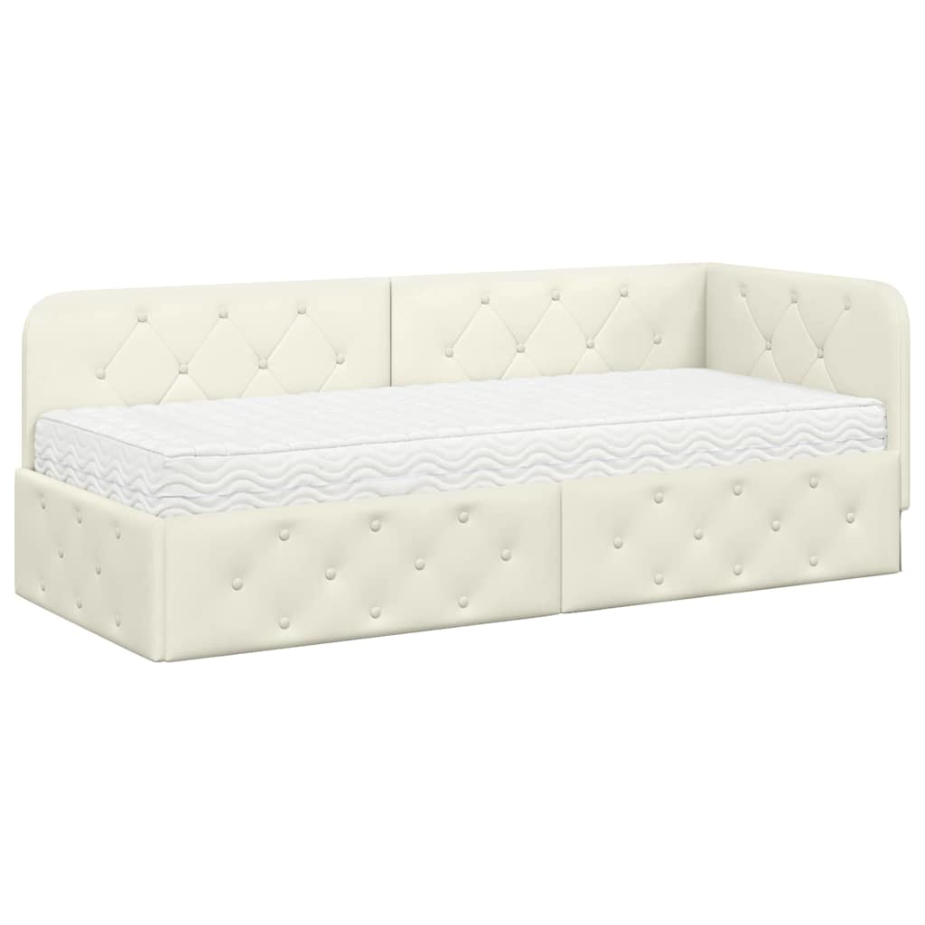 vidaXL Κρεβάτι Γωνίας Κρεμ 80 x 200 cm Βελούδο
