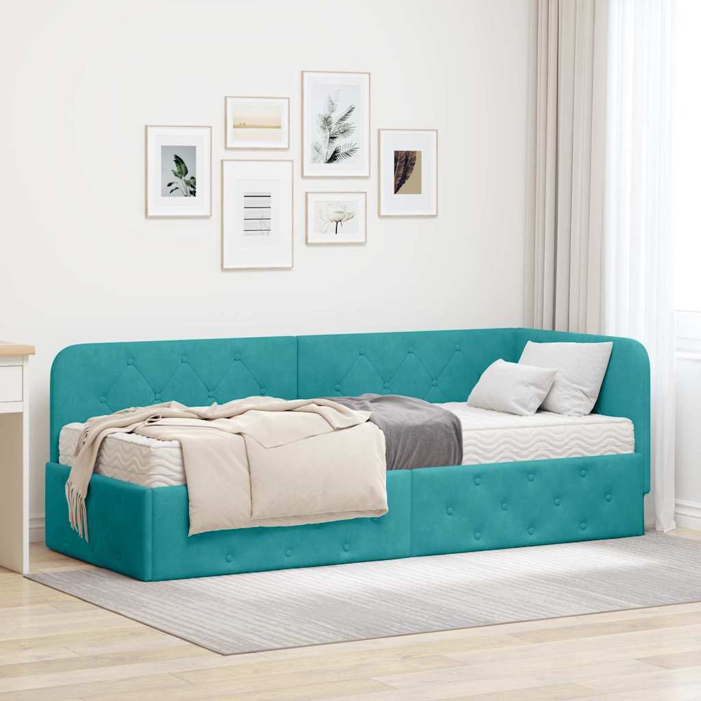 vidaXL Κρεβάτι Γωνίας Τιρκουάζ 80 x 200 cm Βελούδο