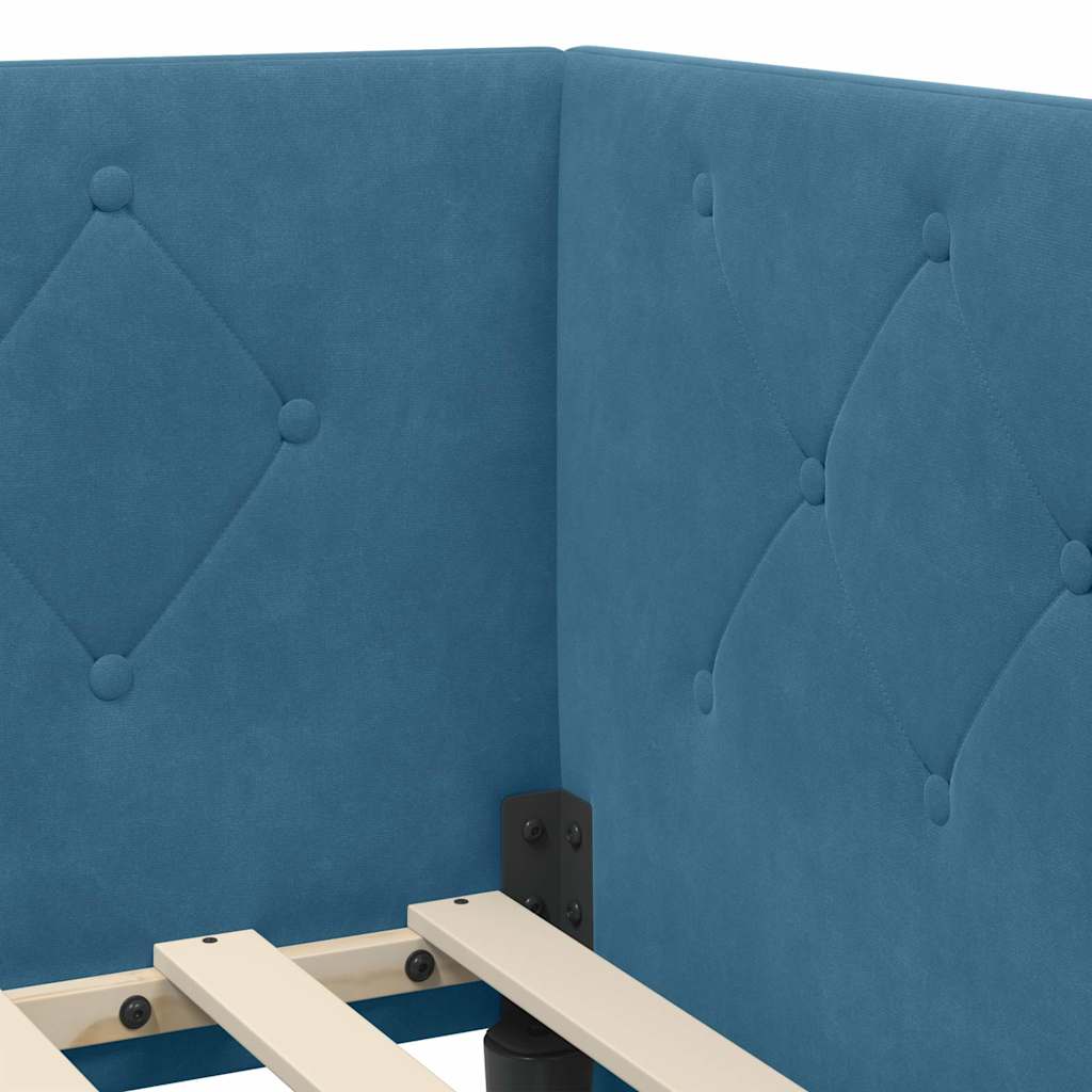 vidaXL Κρεβάτι Γωνίας Μπλε 90 x 190 cm Βελούδο