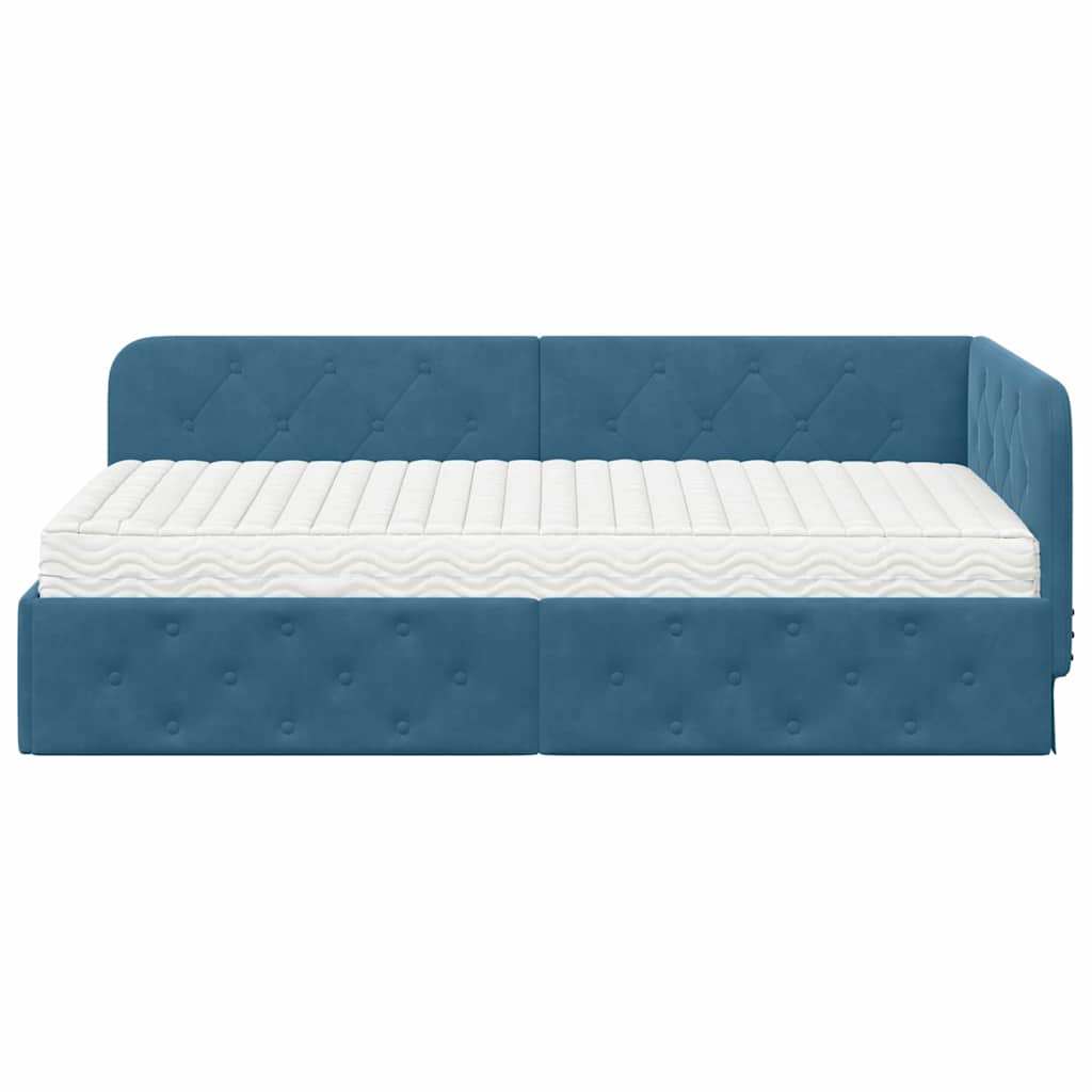 vidaXL Κρεβάτι Γωνίας Μπλε 90 x 190 cm Βελούδο