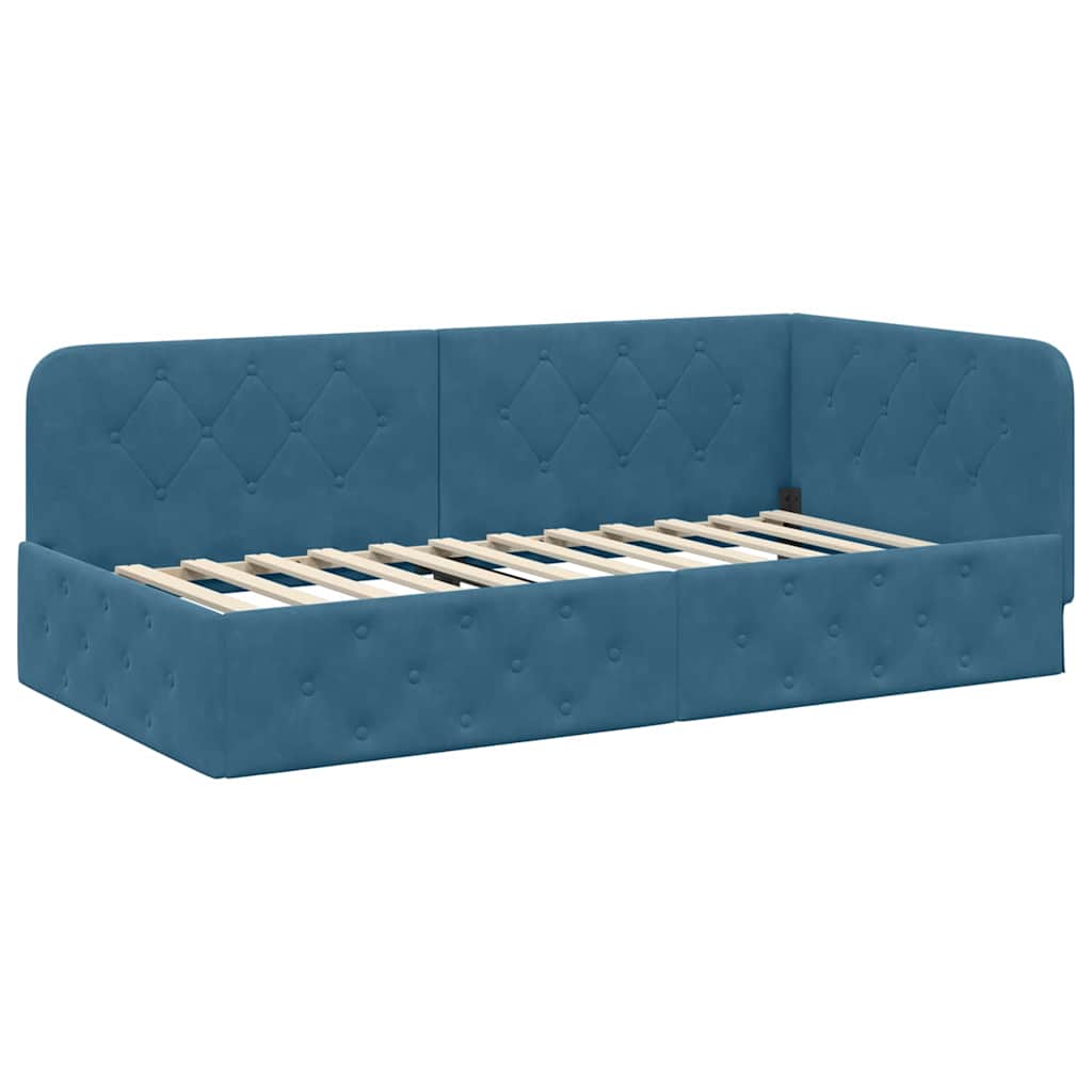 vidaXL Κρεβάτι Γωνίας Μπλε 90 x 190 cm Βελούδο