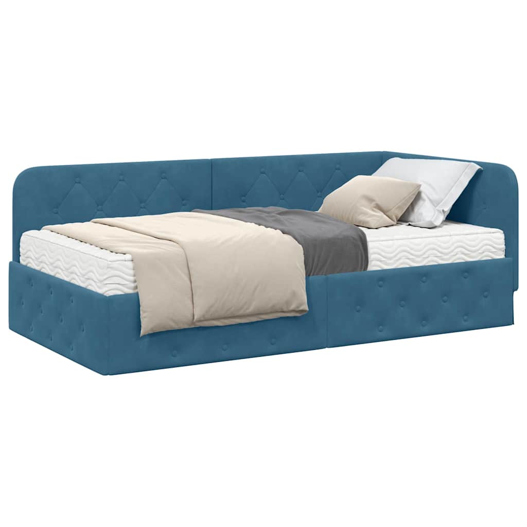 vidaXL Κρεβάτι Γωνίας Μπλε 90 x 190 cm Βελούδο