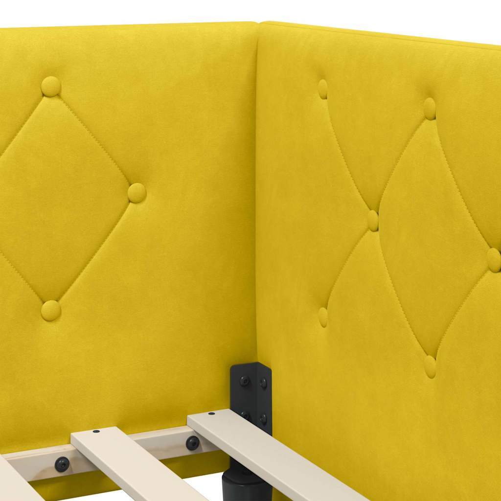 vidaXL Κρεβάτι Γωνίας Κίτρινο 90 x 190 cm Βελούδο
