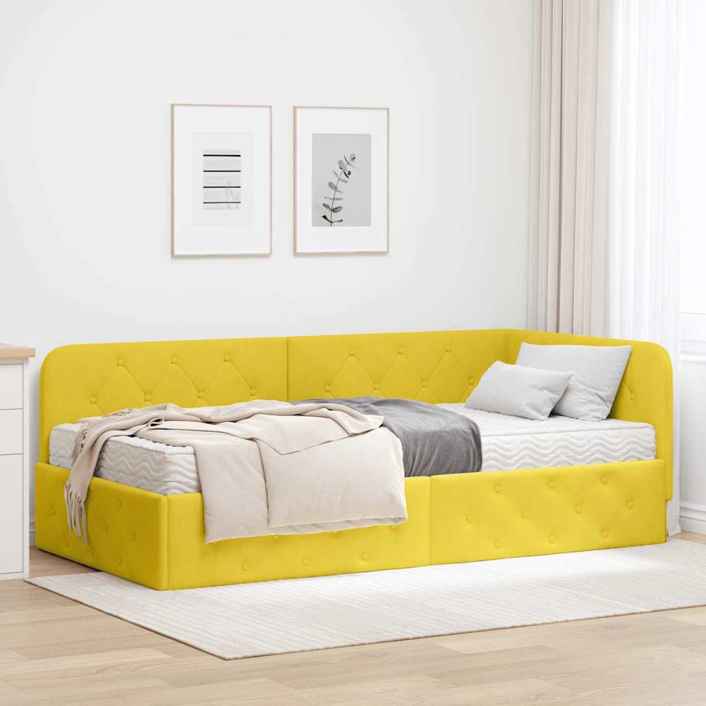 vidaXL Κρεβάτι Γωνίας Κίτρινο 90 x 190 cm Βελούδο