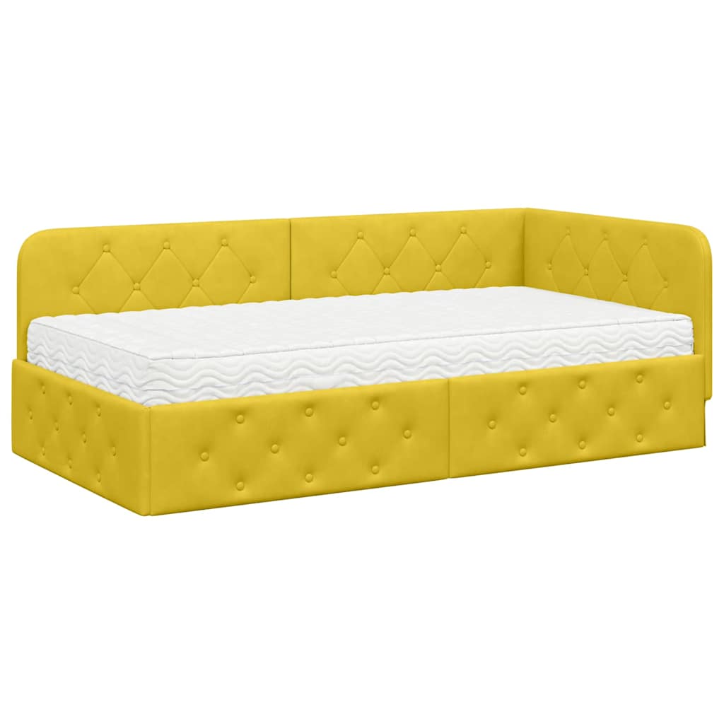 vidaXL Κρεβάτι Γωνίας Κίτρινο 90 x 190 cm Βελούδο