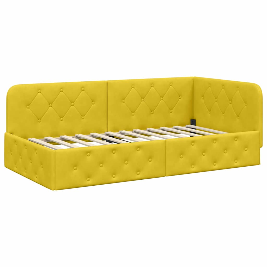 vidaXL Κρεβάτι Γωνίας Κίτρινο 90 x 190 cm Βελούδο