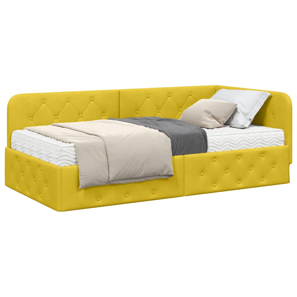 vidaXL Κρεβάτι Γωνίας Κίτρινο 90 x 190 cm Βελούδο