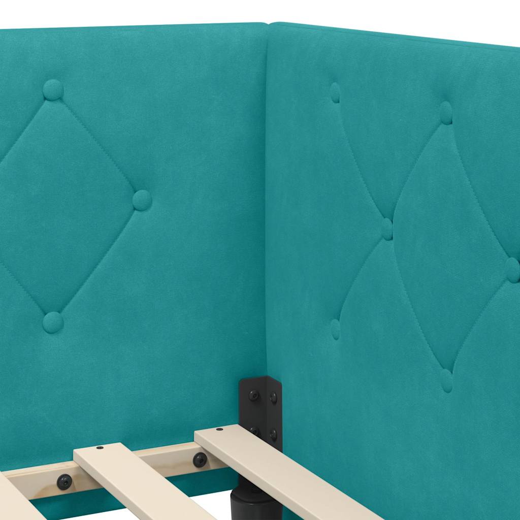 vidaXL Κρεβάτι Γωνίας Τιρκουάζ 90 x 200 cm Βελούδο