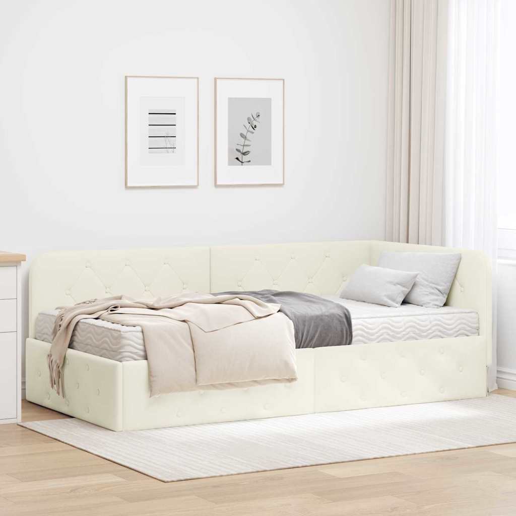 vidaXL Κρεβάτι Γωνίας Κρεμ 100 x 200 cm Βελούδο