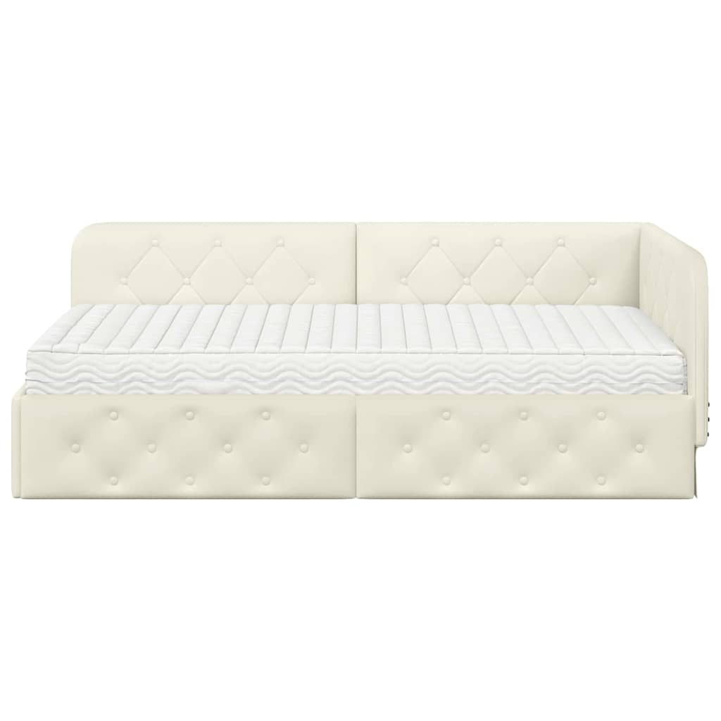 vidaXL Κρεβάτι Γωνίας Κρεμ 100 x 200 cm Βελούδο
