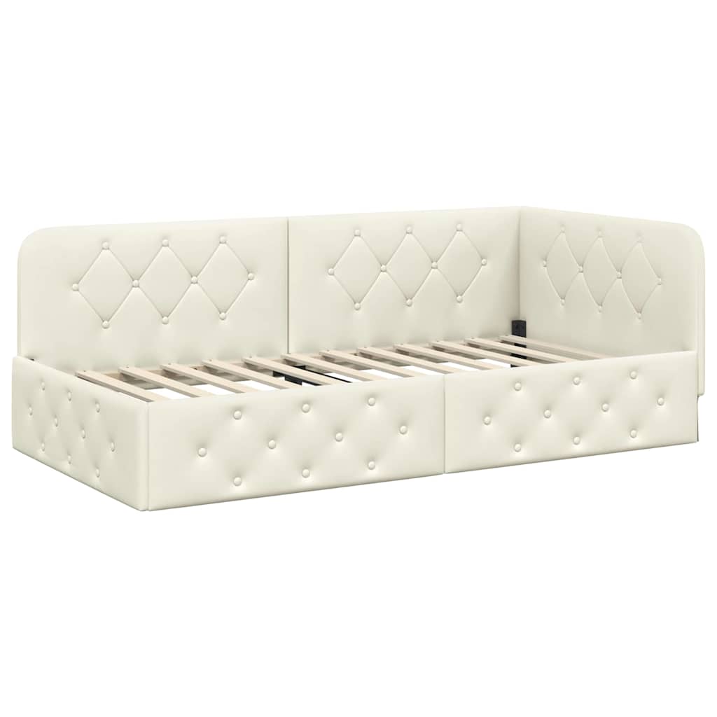 vidaXL Κρεβάτι Γωνίας Κρεμ 100 x 200 cm Βελούδο