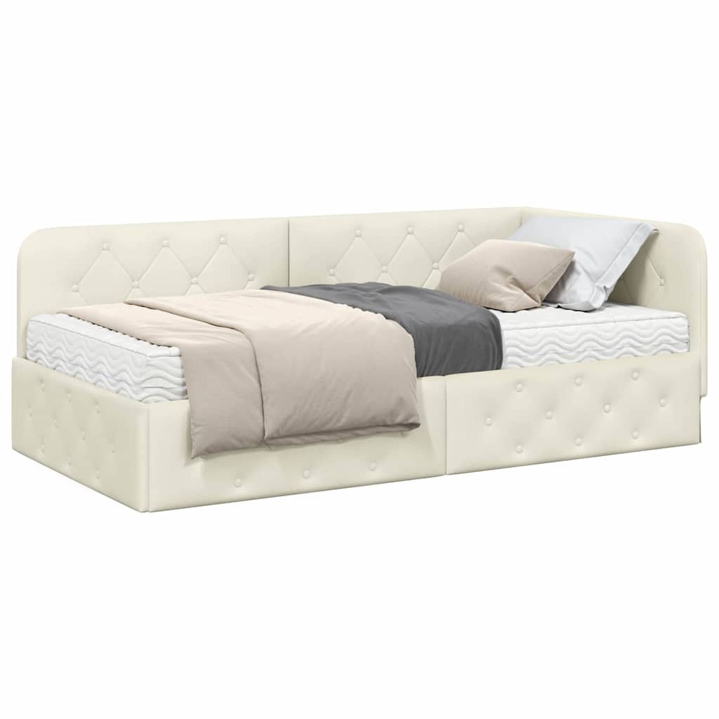 vidaXL Κρεβάτι Γωνίας Κρεμ 100 x 200 cm Βελούδο