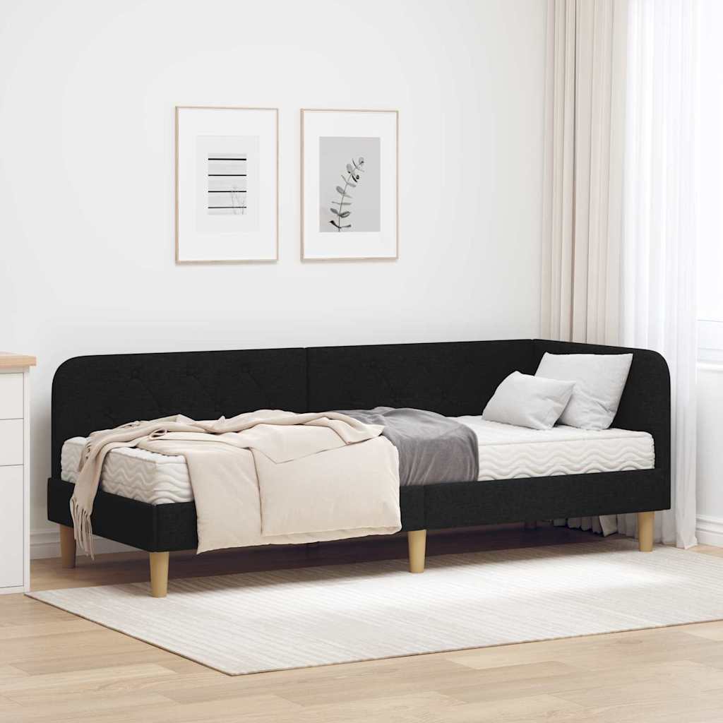 vidaXL Κρεβάτι Γωνίας Μαύρο 80 x 200 cm ύφασμα