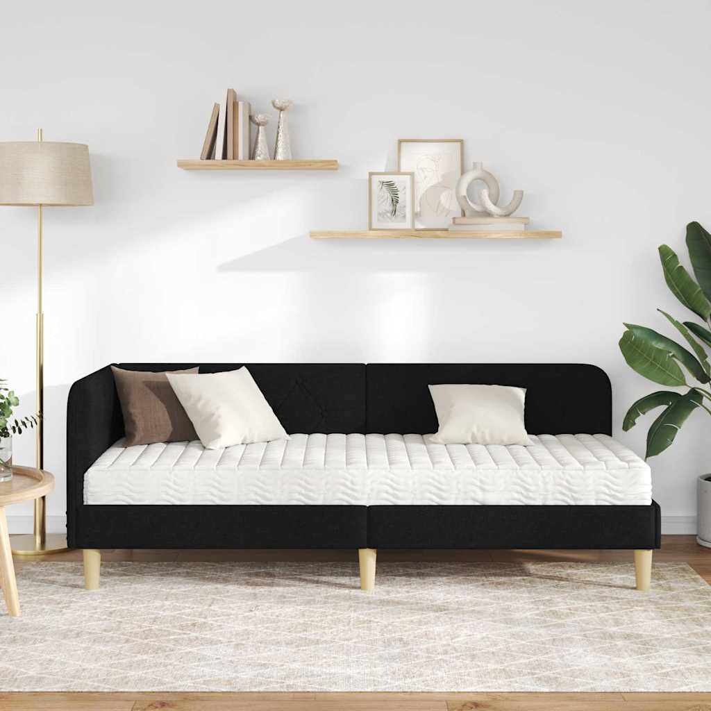 vidaXL Κρεβάτι Γωνίας Μαύρο 80 x 200 cm ύφασμα