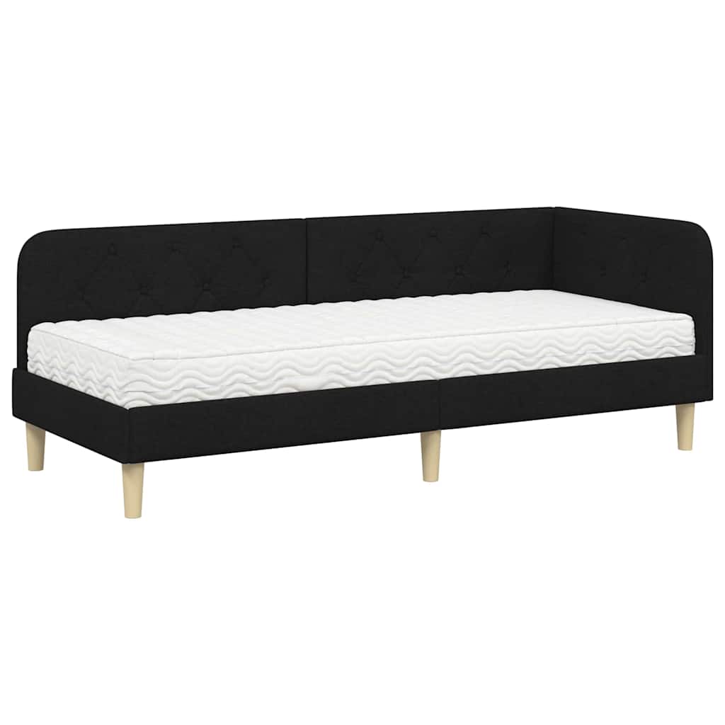 vidaXL Κρεβάτι Γωνίας Μαύρο 80 x 200 cm ύφασμα