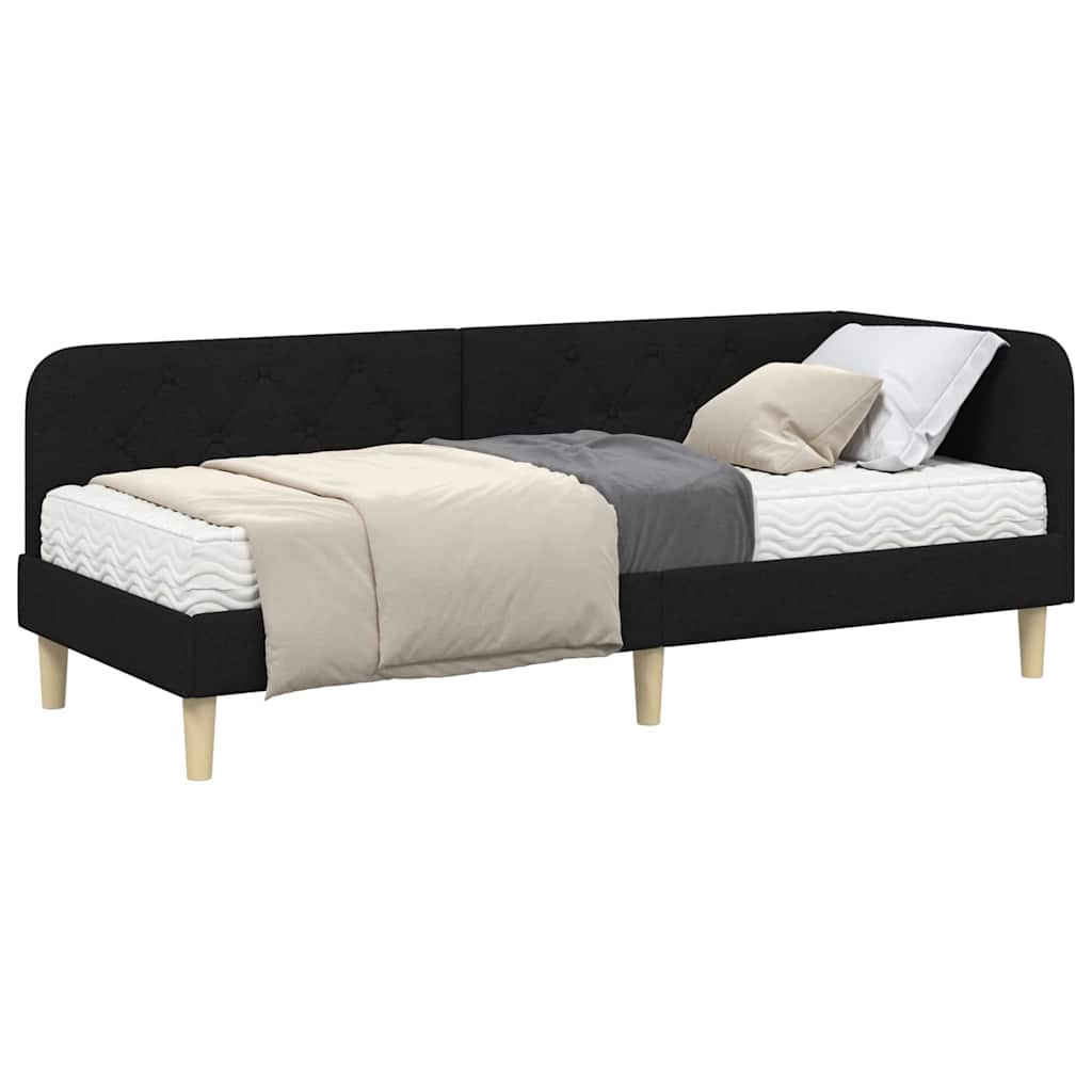 vidaXL Κρεβάτι Γωνίας Μαύρο 80 x 200 cm ύφασμα
