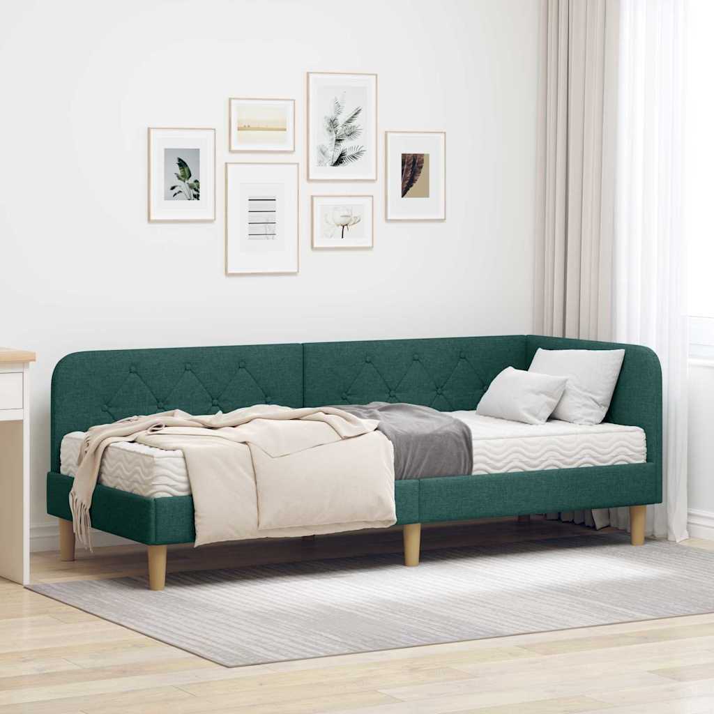 vidaXL Κρεβάτι Γωνίας Σκούρο Πράσινο 80 x 200 cm ύφασμα