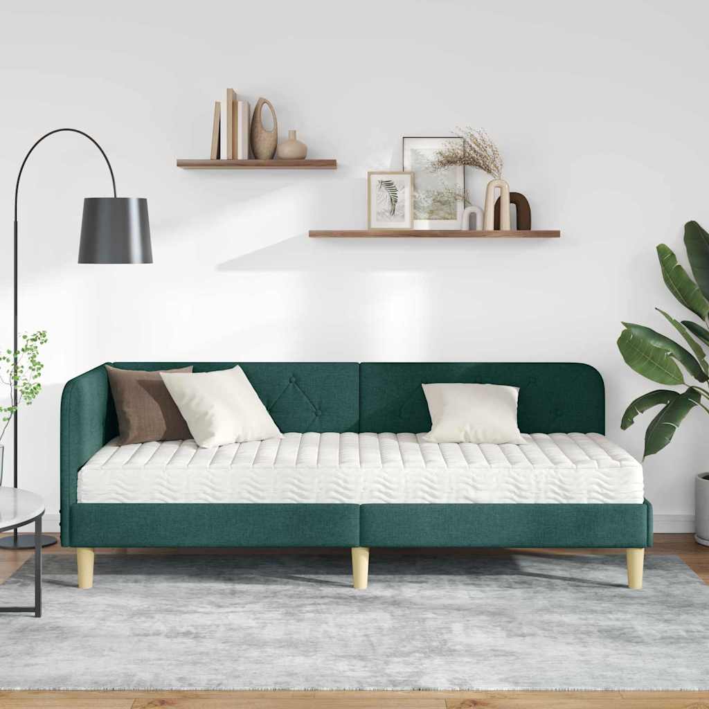 vidaXL Κρεβάτι Γωνίας Σκούρο Πράσινο 80 x 200 cm ύφασμα