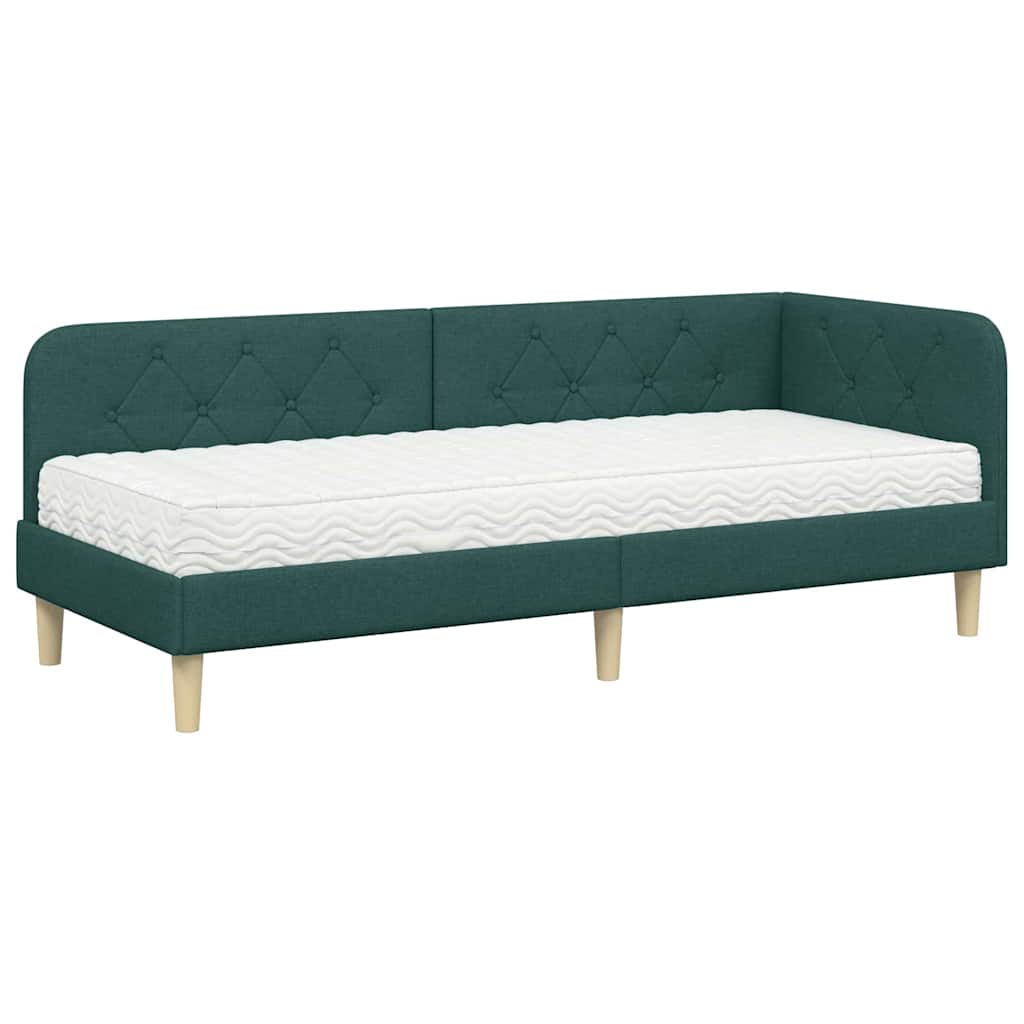 vidaXL Κρεβάτι Γωνίας Σκούρο Πράσινο 80 x 200 cm ύφασμα