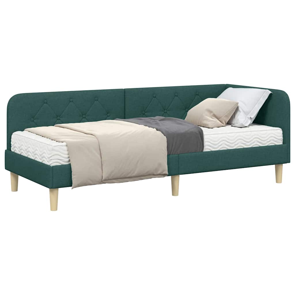 vidaXL Κρεβάτι Γωνίας Σκούρο Πράσινο 80 x 200 cm ύφασμα