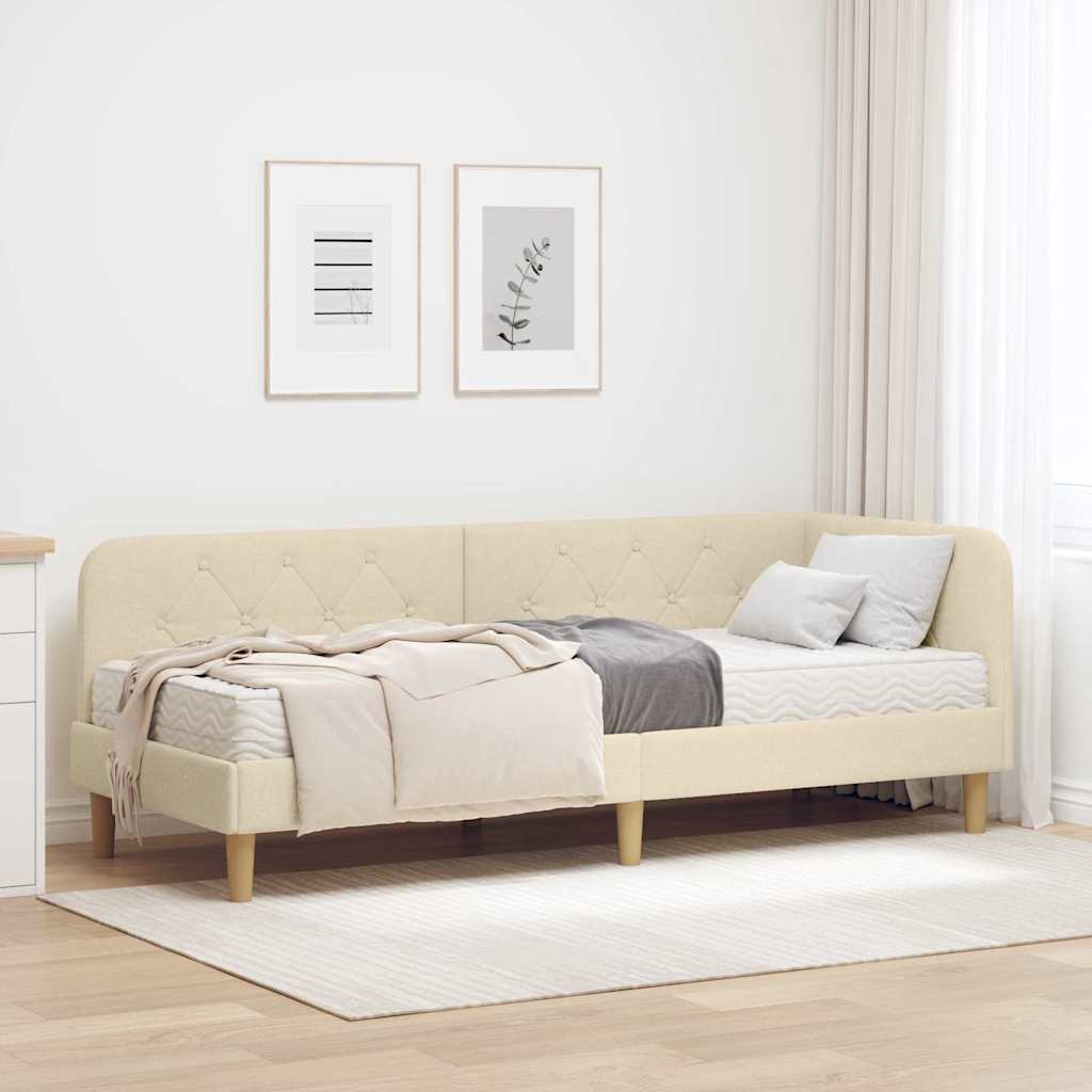 vidaXL Κρεβάτι Γωνίας Κρεμ 80 x 200 cm ύφασμα