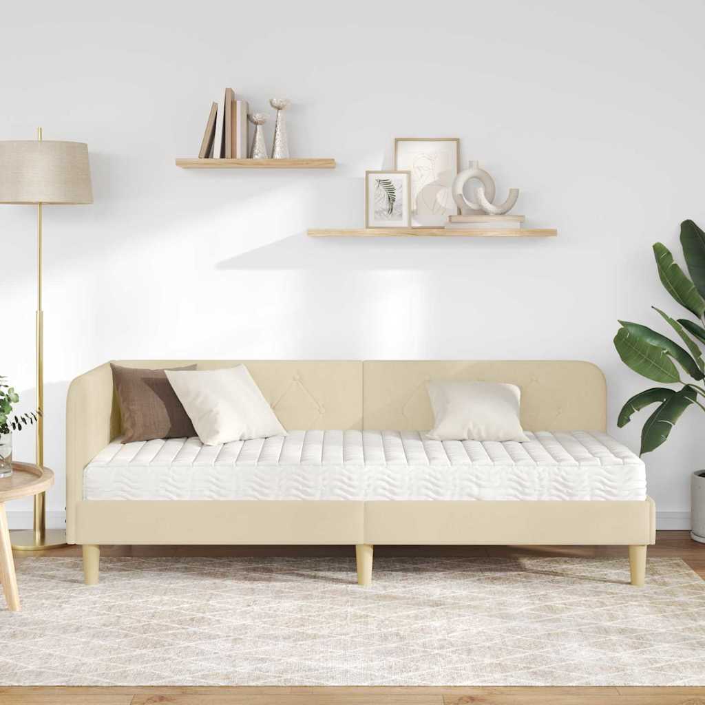 vidaXL Κρεβάτι Γωνίας Κρεμ 80 x 200 cm ύφασμα