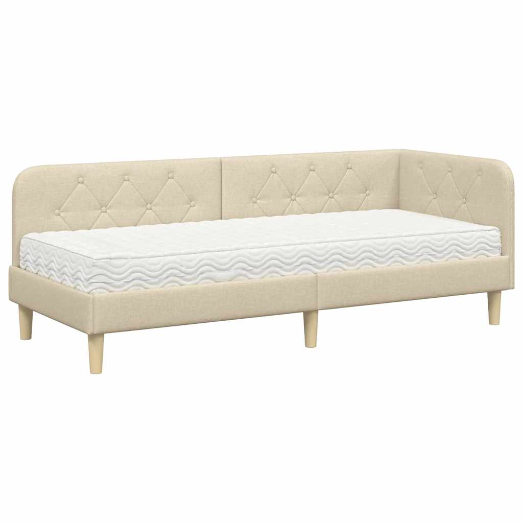 vidaXL Κρεβάτι Γωνίας Κρεμ 80 x 200 cm ύφασμα