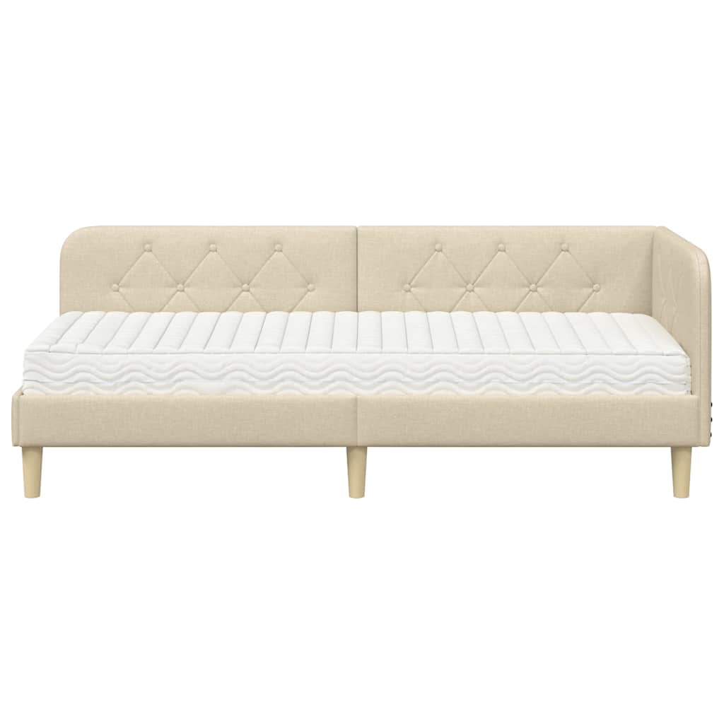 vidaXL Κρεβάτι Γωνίας Κρεμ 80 x 200 cm ύφασμα