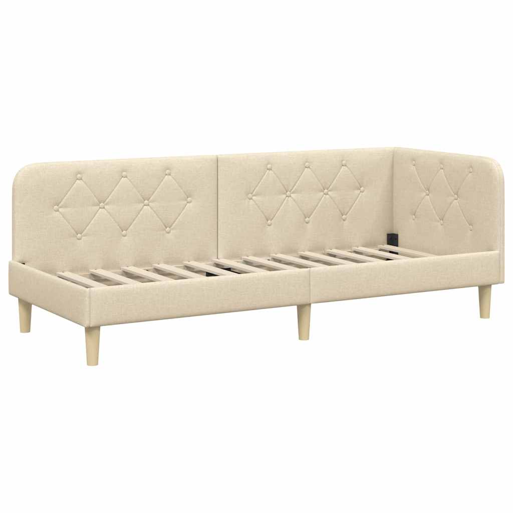 vidaXL Κρεβάτι Γωνίας Κρεμ 80 x 200 cm ύφασμα