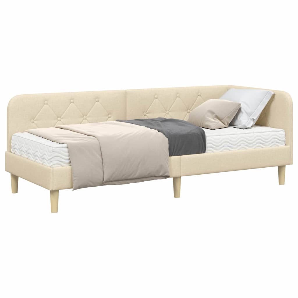 vidaXL Κρεβάτι Γωνίας Κρεμ 80 x 200 cm ύφασμα