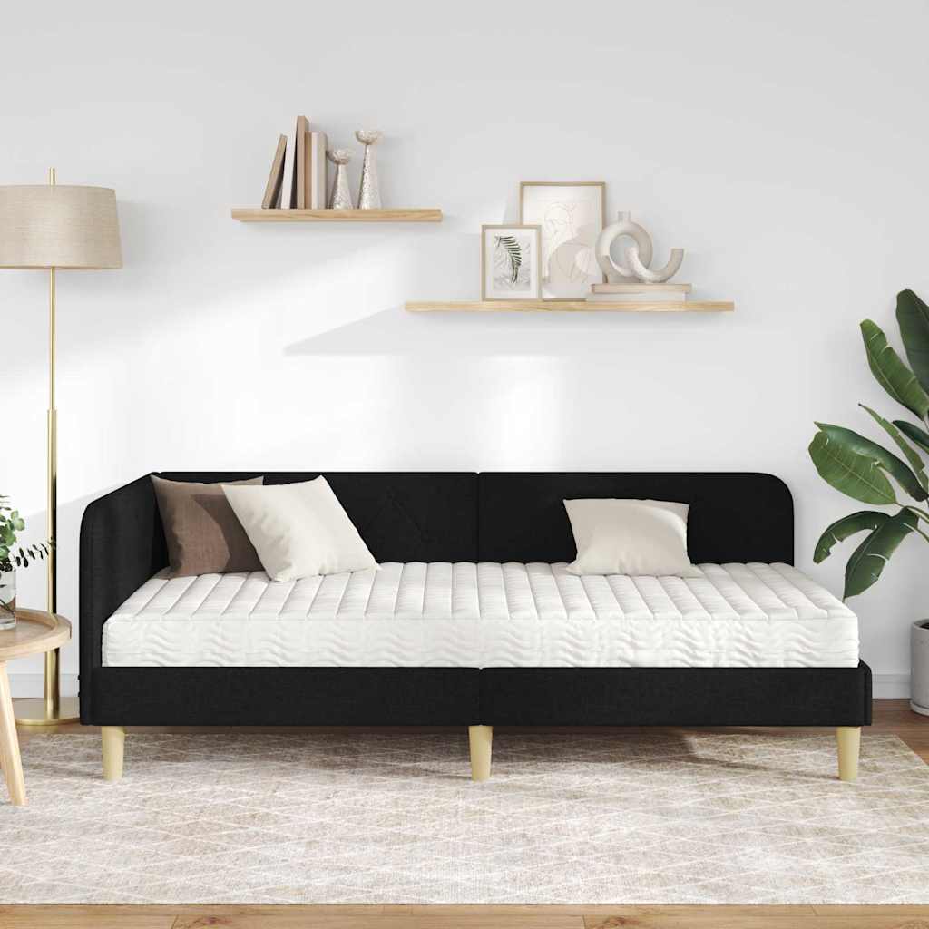vidaXL Κρεβάτι Γωνίας Μαύρο 90 x 190 cm ύφασμα