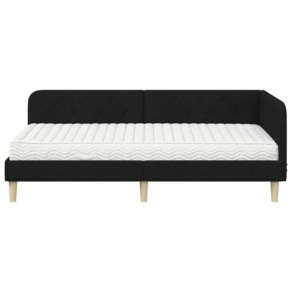 vidaXL Κρεβάτι Γωνίας Μαύρο 90 x 190 cm ύφασμα