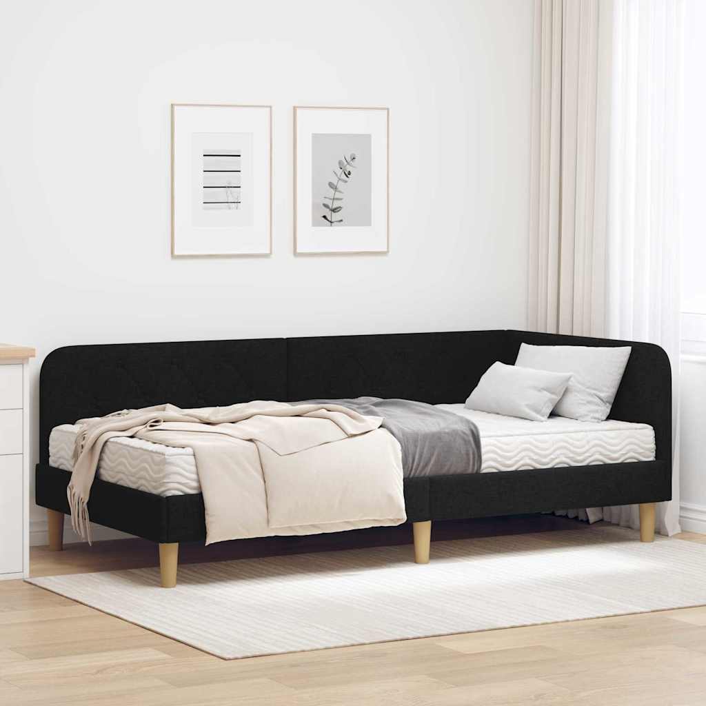vidaXL Κρεβάτι Γωνίας Μαύρο 90 x 200 cm ύφασμα