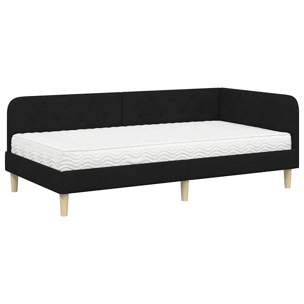 vidaXL Κρεβάτι Γωνίας Μαύρο 90 x 200 cm ύφασμα