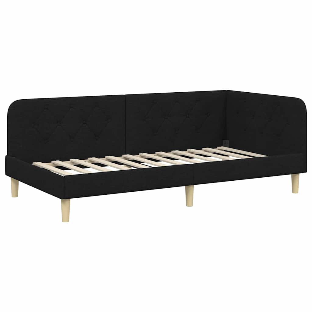 vidaXL Κρεβάτι Γωνίας Μαύρο 90 x 200 cm ύφασμα