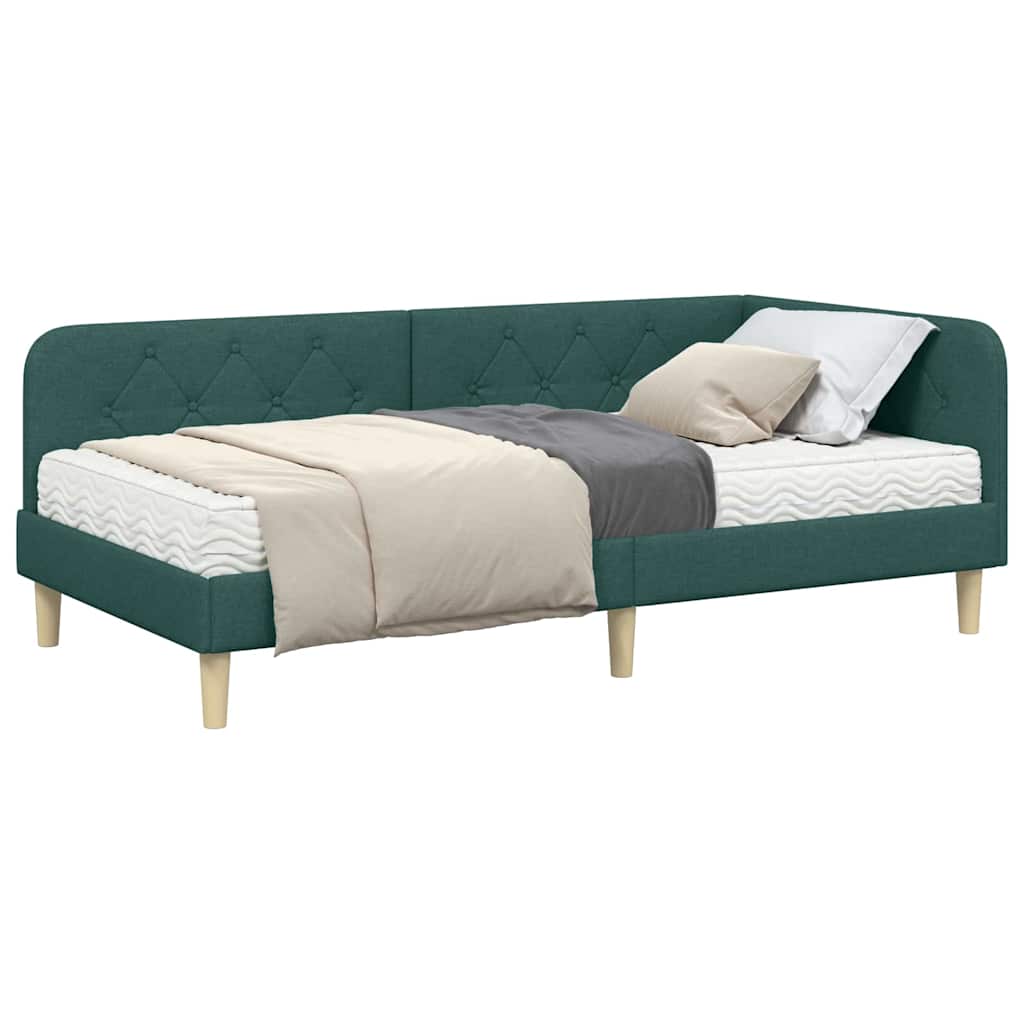 vidaXL Κρεβάτι Γωνίας Σκούρο Πράσινο 90 x 200 cm ύφασμα