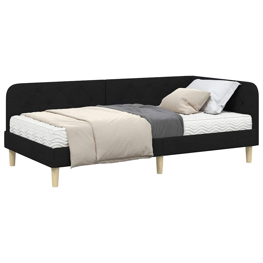 vidaXL Κρεβάτι Γωνίας Μαύρο 100 x 200 cm ύφασμα