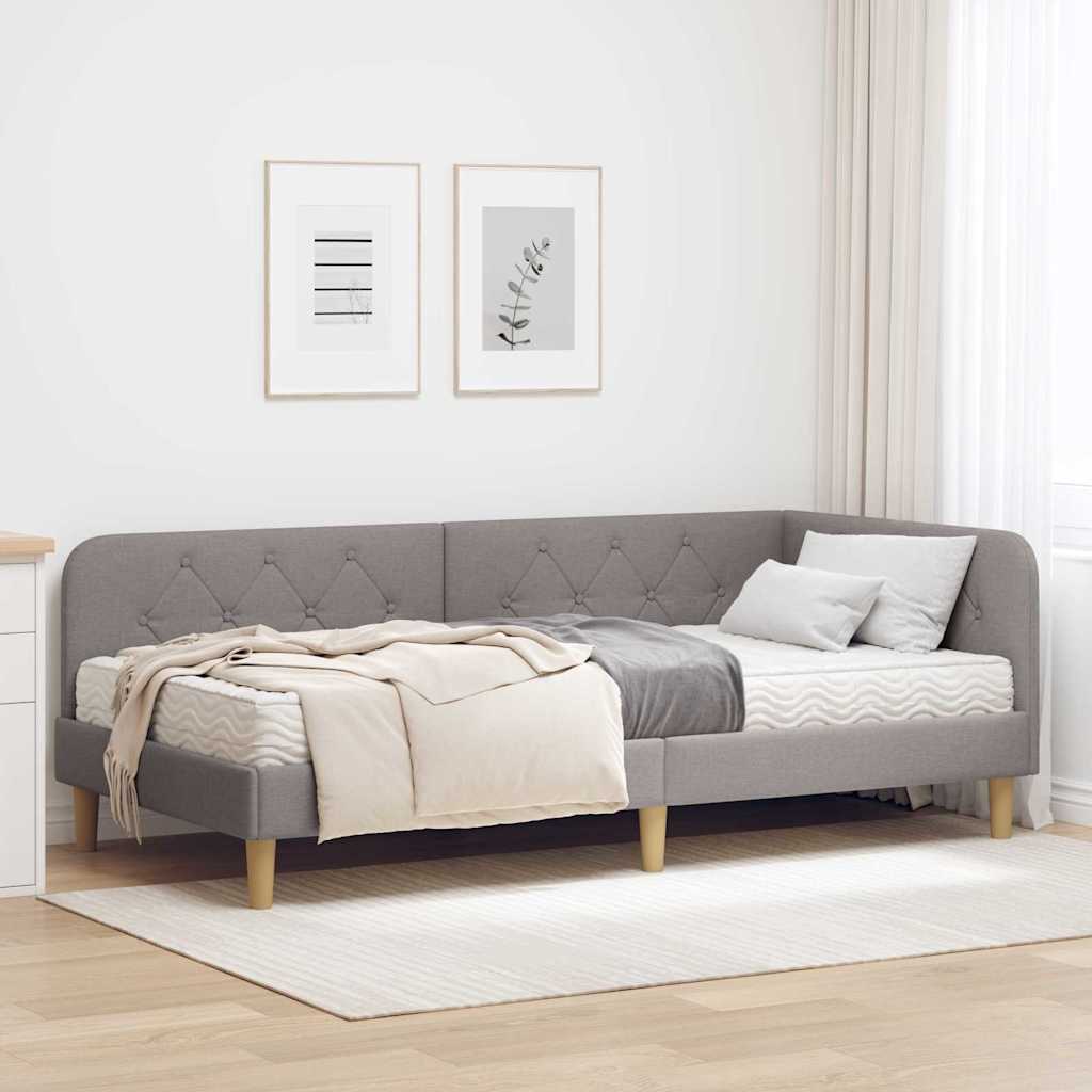 vidaXL Κρεβάτι Γωνίας Taupe 100 x 200 cm ύφασμα