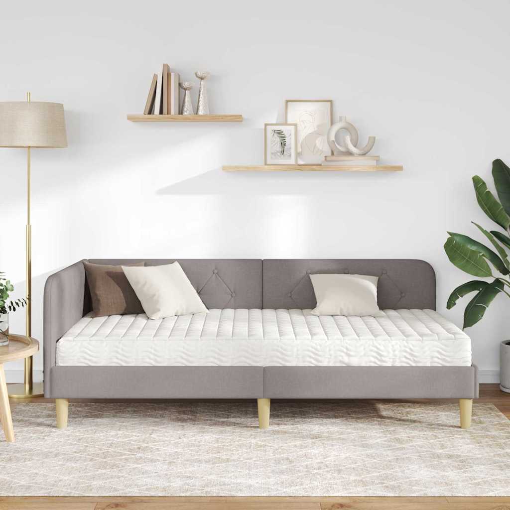vidaXL Κρεβάτι Γωνίας Taupe 100 x 200 cm ύφασμα