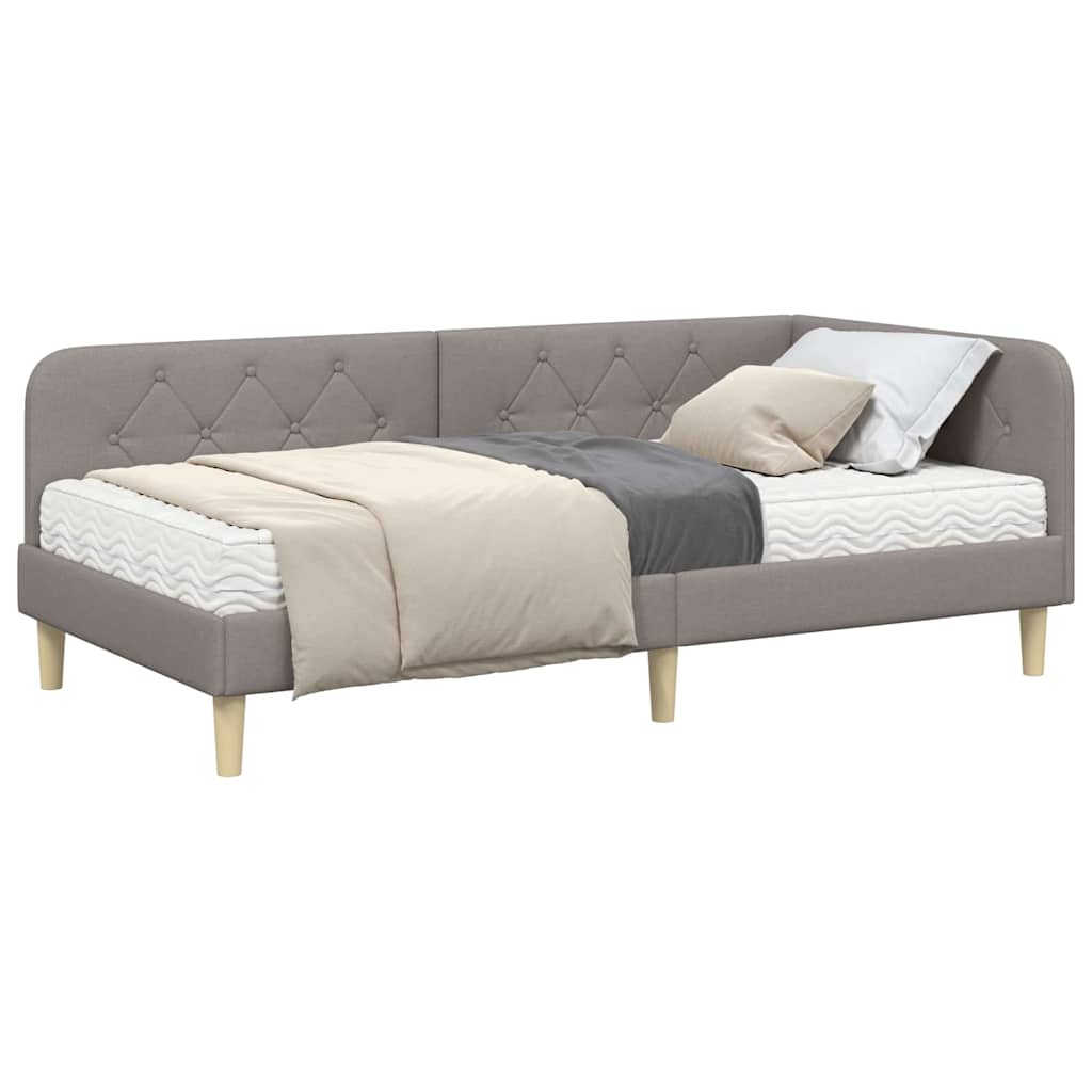 vidaXL Κρεβάτι Γωνίας Taupe 100 x 200 cm ύφασμα