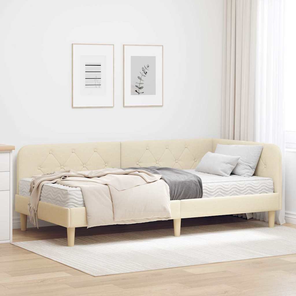 vidaXL Κρεβάτι Γωνίας Κρεμ 100 x 200 cm ύφασμα
