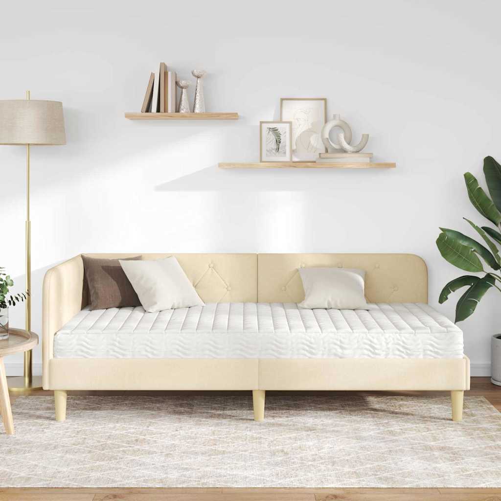 vidaXL Κρεβάτι Γωνίας Κρεμ 100 x 200 cm ύφασμα