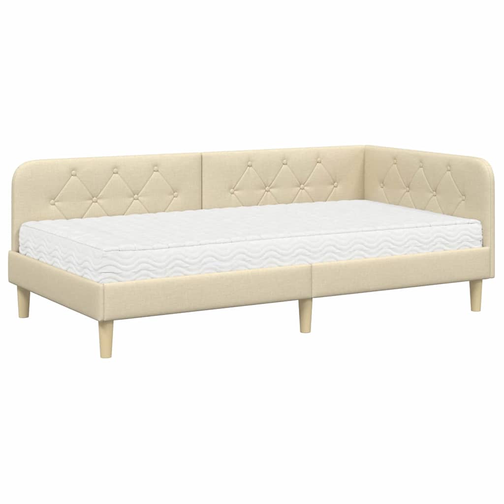 vidaXL Κρεβάτι Γωνίας Κρεμ 100 x 200 cm ύφασμα