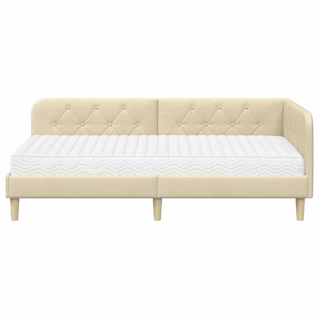 vidaXL Κρεβάτι Γωνίας Κρεμ 100 x 200 cm ύφασμα
