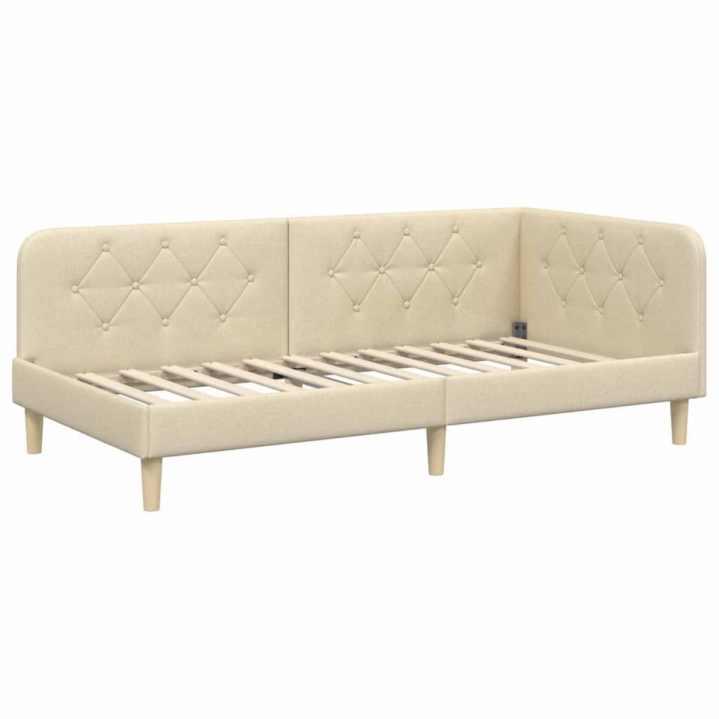 vidaXL Κρεβάτι Γωνίας Κρεμ 100 x 200 cm ύφασμα