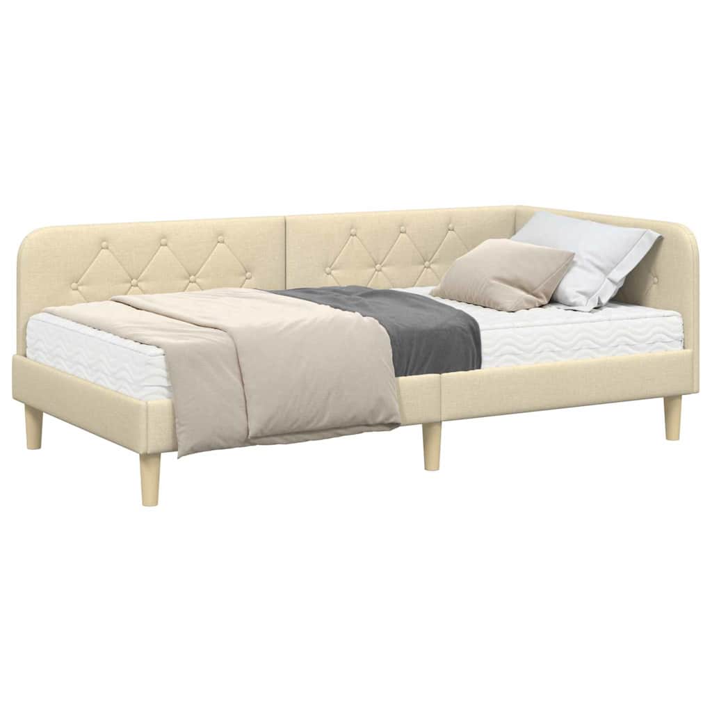 vidaXL Κρεβάτι Γωνίας Κρεμ 100 x 200 cm ύφασμα